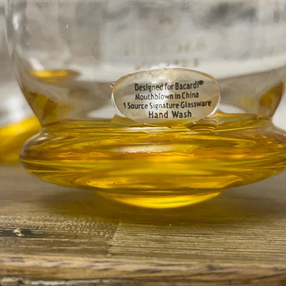 Bacardi Limon Round Bottom Set of Two Slant Top Gold Glasses - Picture 5 of 11